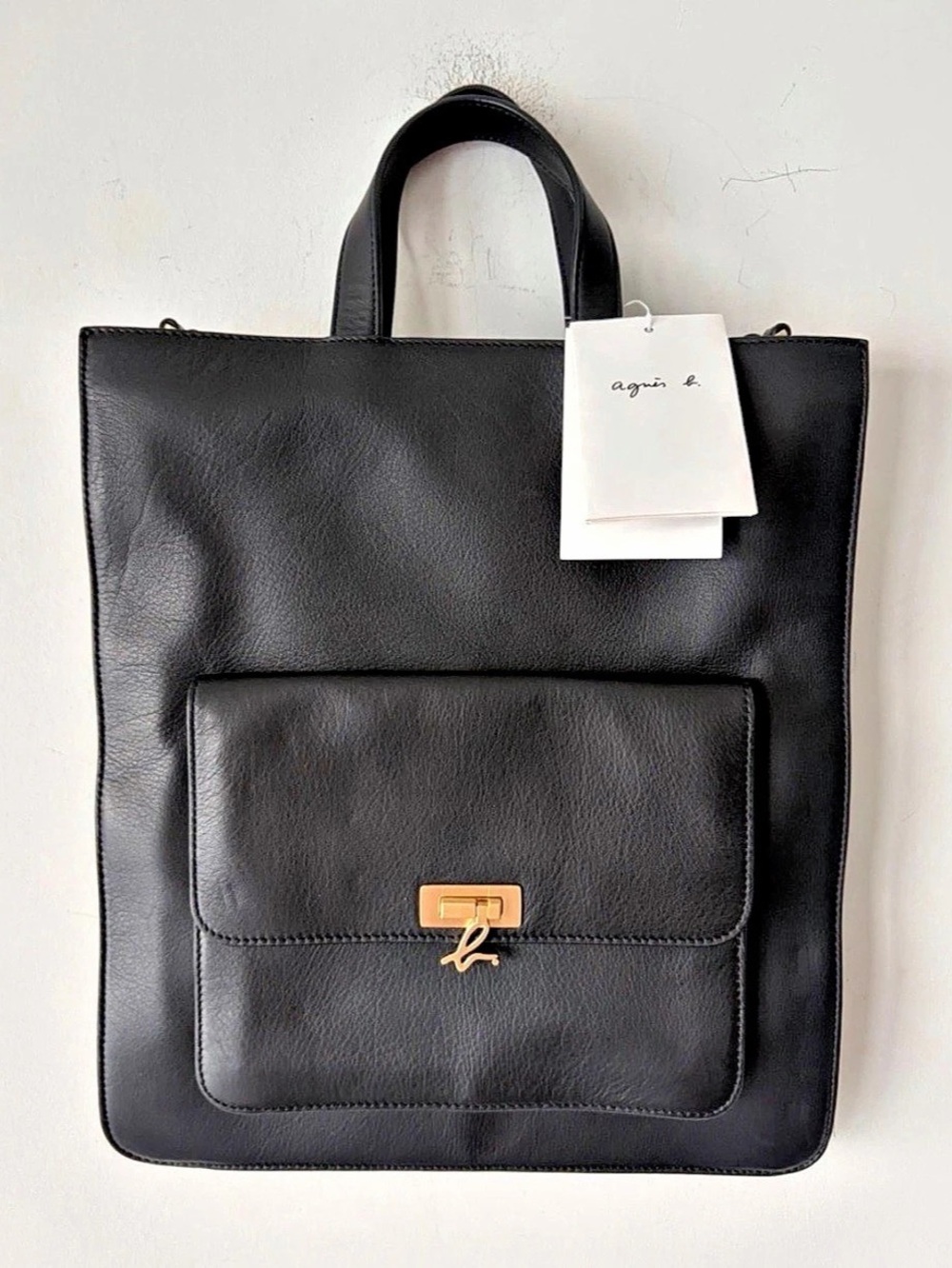 agnès b. Leather Tote in Black NWT